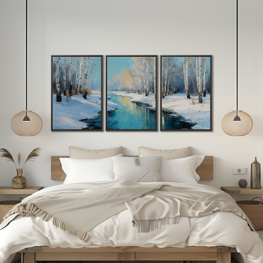 Winter Birch Forest Stream