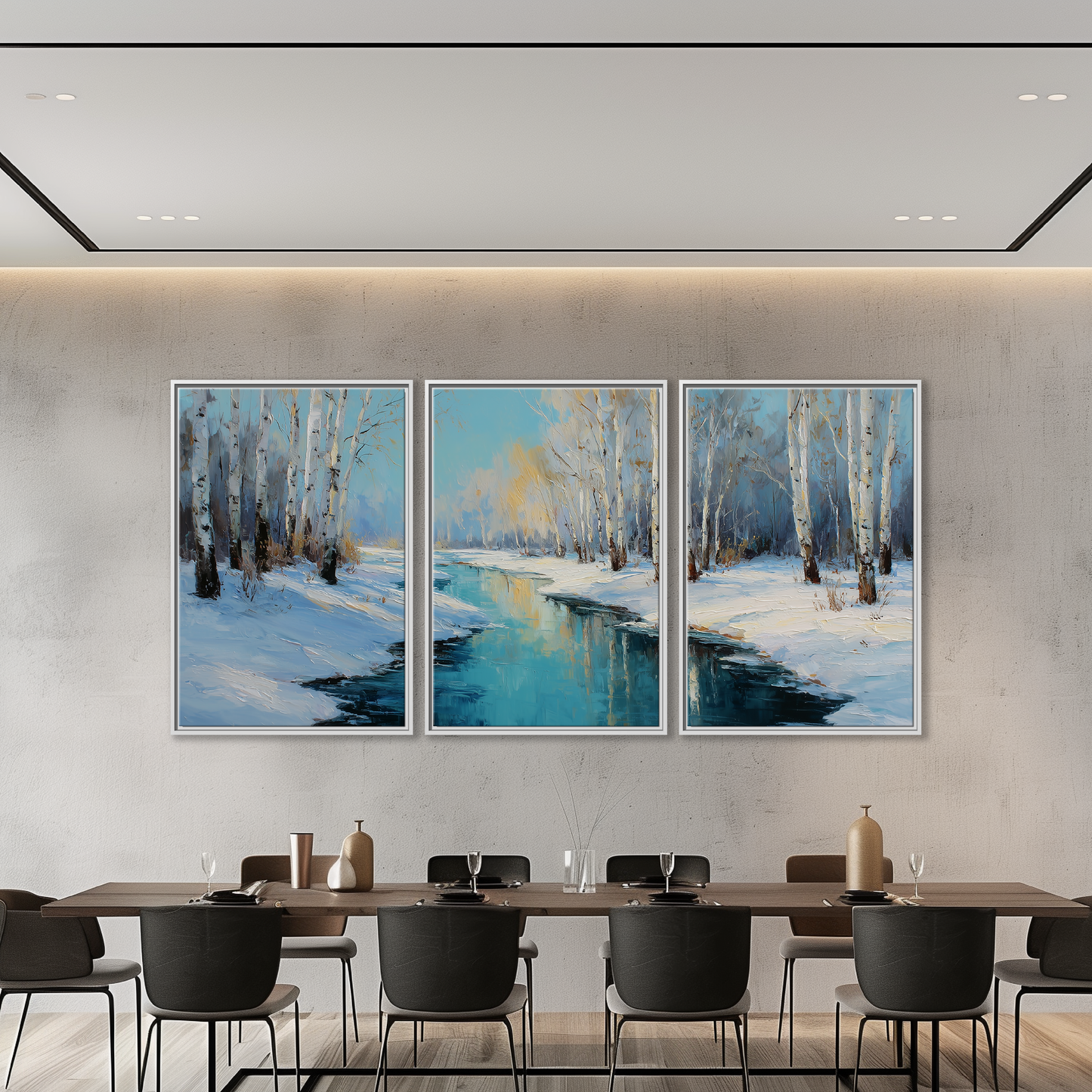 Winter Birch Forest Stream
