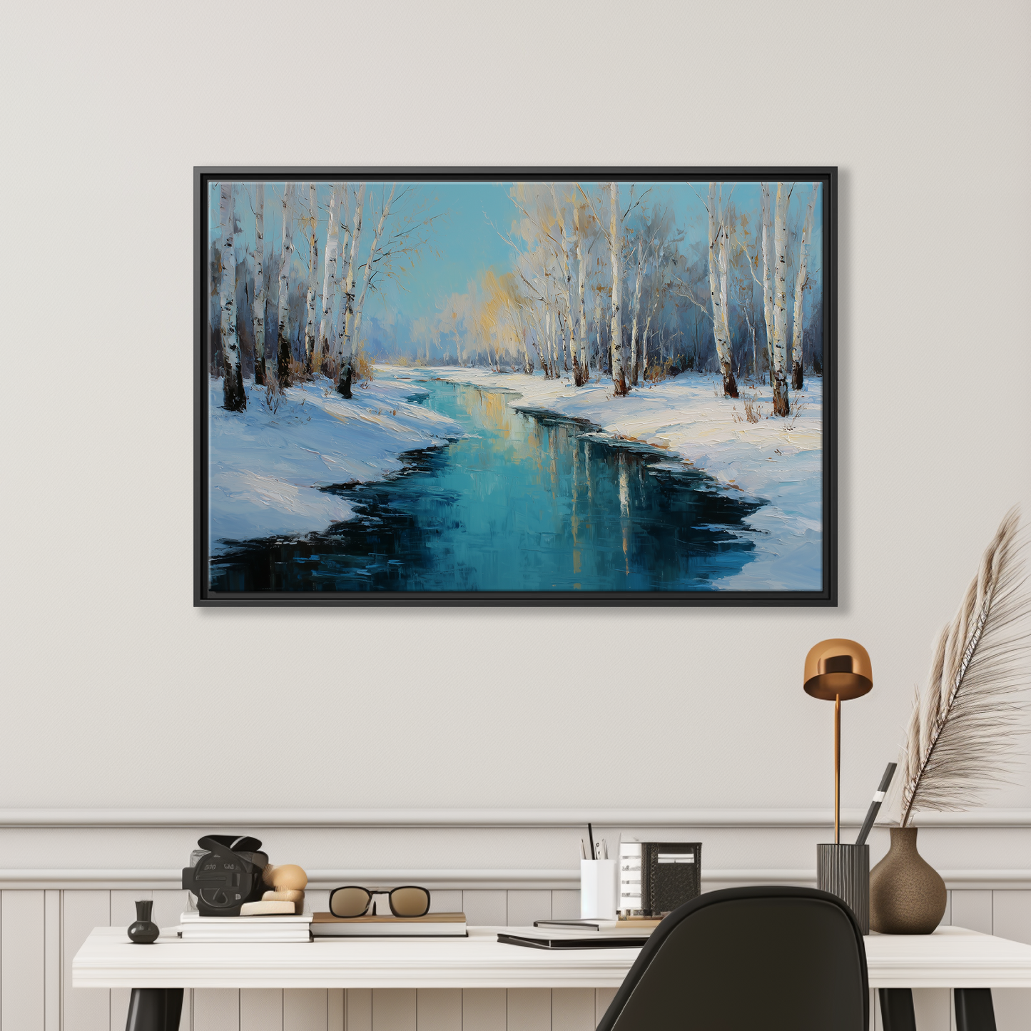 Winter Birch Forest Stream
