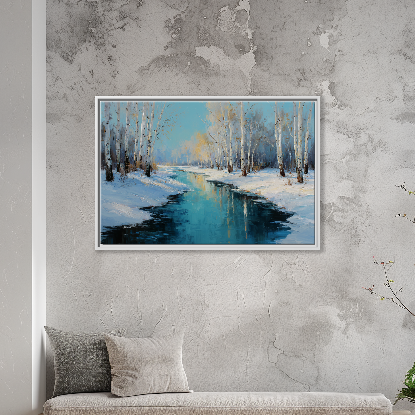 Winter Birch Forest Stream