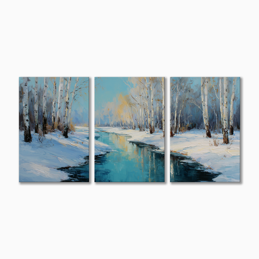 Winter Birch Forest Stream